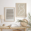 decoración con cuadros, ideas - lámina decorativa abstracta y minimalista con líneas beige - kudeko