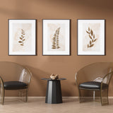 Decoración con cuadros, mural - cuadro de flores color cobre. Lámina decorativa.