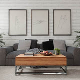 Tableau encadré avec main en geste rock, fines lignes noires, fond beige clair et style illustration minimaliste contemporain, pour une décoration moderne pleine de caractère. Disponible sur kudeko.com