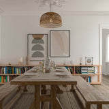 Decoración con cuadros, mural - Cuadro geométrico con medios arcos y círculo. Esta obra minimalista es ideal para ambientes cálidos y otoñales. Combínala con cuadros de este estilo para crear tu mural. Tu casa es tu lugar favorito, ¿no? ¡Mímalo!