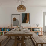 Decoración con cuadros, mural - cuadro abstracto y geométrico con formas circulares en tonos otoñales