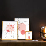 Decoración con cuadros, mural - cuadro abstracto con tonos rosas. Lámina decorativa.