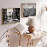 decoración con cuadros, mural - lámina decorativa fotográfica en blanco y negro de ciudad de Nueva York, cuadro apaisado, horizontal - kudeko