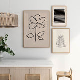 decoración con cuadros, mural - lámina decorativa de ilustración abstracta de flor sobre fondo beige tierra - kudeko