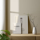 Decoración con cuadros, mural - lámina decorativa ilustración de flor Rodiola minimalista sobre fondo beige