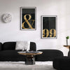 Decoración con cuadros, mural -  cuadro en negro y dorado con letra &