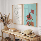 decoración con cuadros, mural - lámina decorativa vintage de collage de mujer en una flor - kudeko