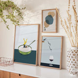 decoración con cuadros, mural - lámina decorativa de collage vintage y colorido de mujer dentro de yogur - kudeko