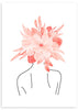 cuadro ilustrado y moderno con mujer y flor en. Lámina decorativa.