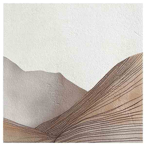 Quadro quadrado decorativo de paisagem abstrata minimalista em tons castanhos. Disponível em kudeko.com