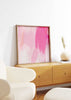 Cuadro cuadrado abstracto en tonos rosa y fucsia para decoración moderna kudeko.com

