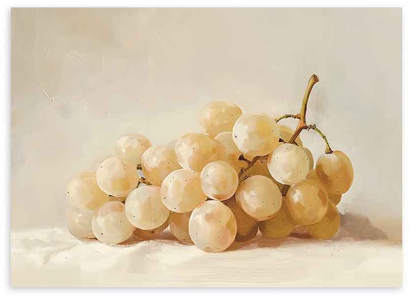 Cuadro horizontal abstracto de uvas doradas. Disponible en kudeko.com