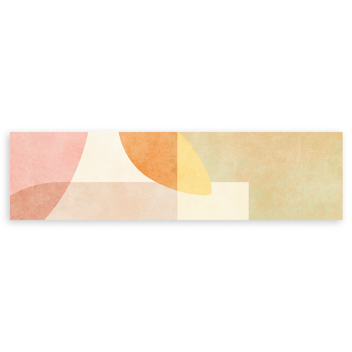 Tableau horizontal abstrait avec des formes douces dans des tons chauds et relaxants. Disponible sur kudeko.com.