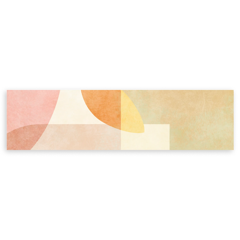 Tableau horizontal abstrait avec des formes douces dans des tons chauds et relaxants. Disponible sur kudeko.com.