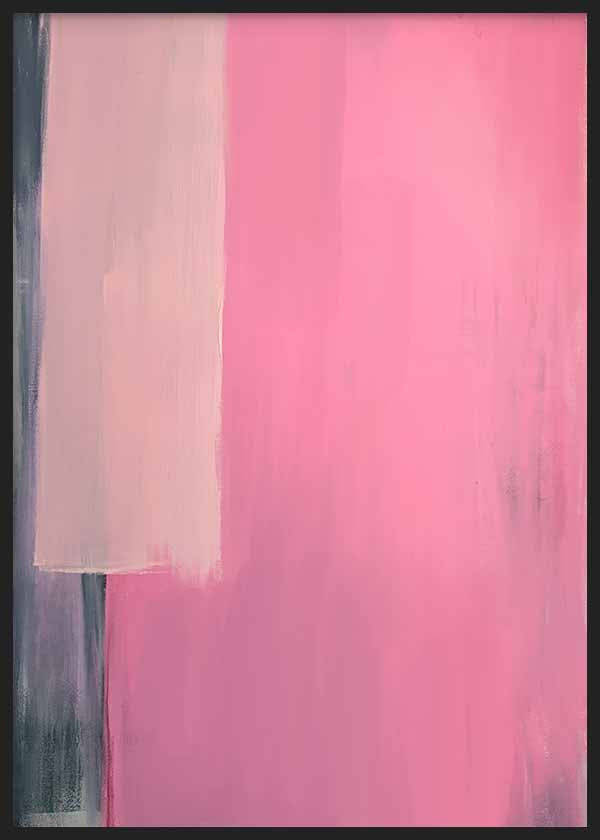 Cuadro abstracto en rosa chicle con bloques de color, kudeko.com
