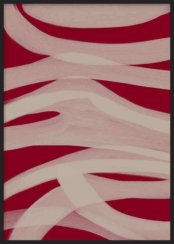 Cuadro abstracto con formas fluidas en tonos terracota y beige, kudeko.com
