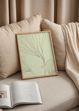 Cuadro cuadrado minimalista de hojas orgánicas. Disponible en kudeko.com