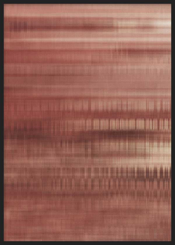 Cuadro abstracto con líneas difuminadas en tonos terracota y beige, kudeko.com
