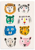 Cuadro infantil de rostros coloridos de animales en estilo dibujo. kudeko.com
