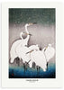 Cuadro con grupo de garzas blancas bajo la nieve estilo Japandi, kudeko.com
