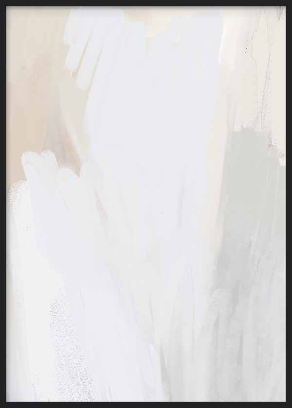 Tableau abstrait dans des tons blancs et beige doux, kudeko.com. Disponible sur kudeko.com