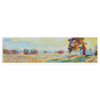 Tableau horizontal abstrait qui évoque la sérénité d'un lever de soleil à la campagne. Disponible sur kudeko.com