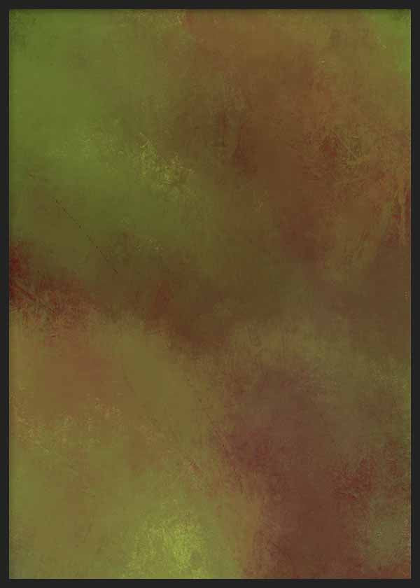 Cuadro con composición abstracta orgánica de manchas difusas en verde musgo, oliva y marrón rojizo, con textura visual suave y efecto envolvente de estilo abstracto. Disponible en kudeko.com