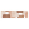 Tableau horizontal avec composition géométrique de blocs rectangulaires et formes arrondies en beige, sable, terre cuite et brun doux, dans un style géométrique épuré. Disponible sur kudeko.com