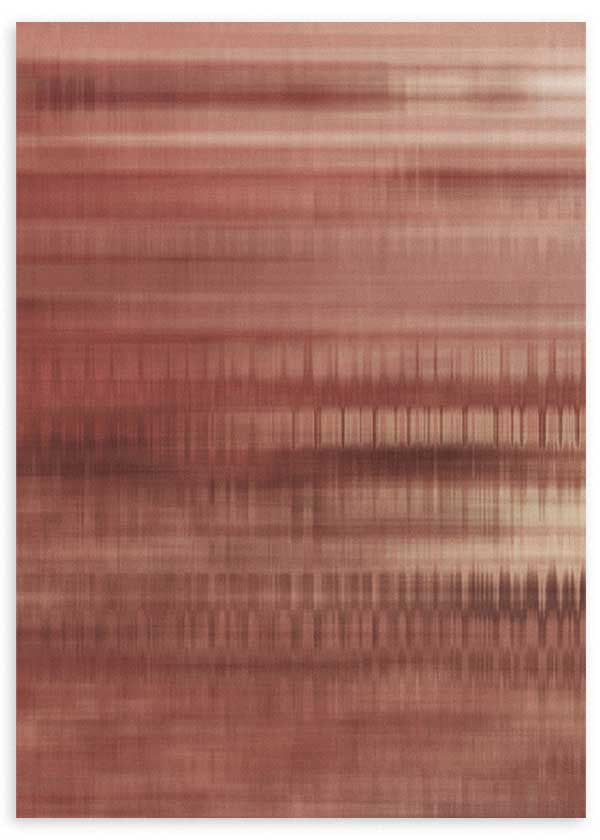 Cuadro abstracto con líneas difuminadas en tonos terracota y beige, kudeko.com
