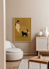 Cuadro ilustrado colorido mujer con gato negro de Bea Muller, kudeko.com

