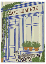 Cuadro colorido de la fachada del Café Lumière, disponible en kudeko.com