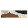 Tableau horizontal avec formes abstraites organiques en brun terre, crème, noir et détails dorés, dans un style abstrait contemporain pour décoration murale. Disponible sur kudeko.com