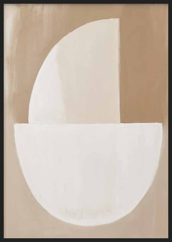 Cuadro abstracto geométrico en tonos beige y blanco, kudeko.com
