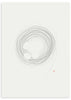 Cuadro japonés minimalista con espiral de líneas finas y formas circulares blancas estilo zen, kudeko.com
