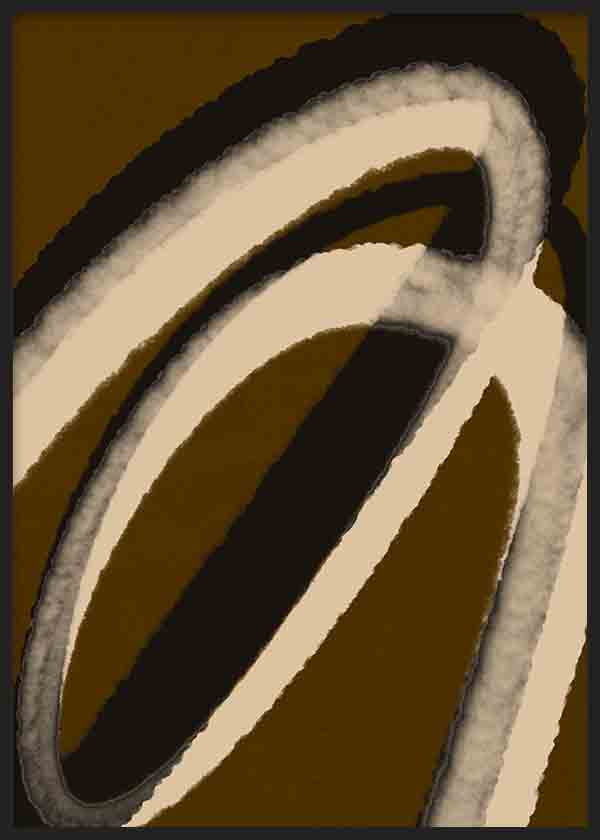 Cuadro abstracto minimalista con líneas curvas en tonos beige, negro y marrón oscuro, disponible en kudeko.com.
