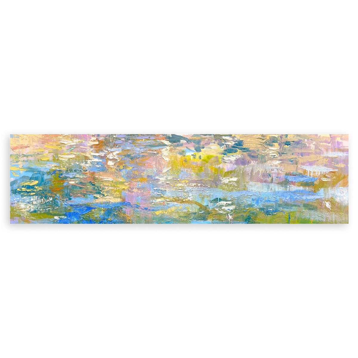 Cuadro horizontal abstracto con reflejos en tonos pastel disponible en kudeko.com