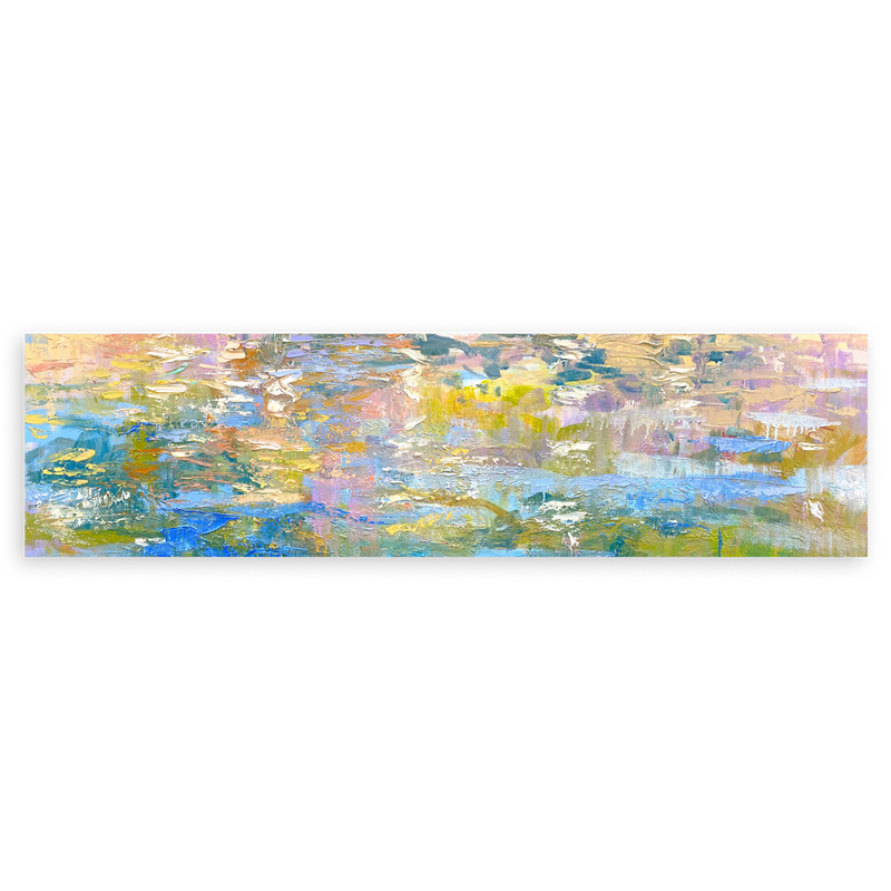 Cuadro horizontal abstracto con reflejos en tonos pastel disponible en kudeko.com