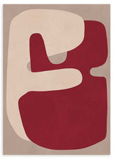 Cuadro abstracto con formas orgánicas en tonos burdeos y beige, kudeko.com
