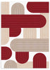 Cuadro geométrico con formas semicirculares en tonos burdeos y beige, kudeko.com
