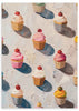 Tableau coloré avec de délicieux cupcakes. Disponible sur kudeko.com