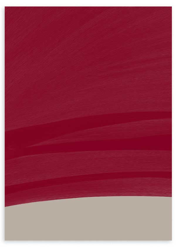 Cuadro abstracto con franja curva en tonos terracota sobre fondo beige, kudeko.com
