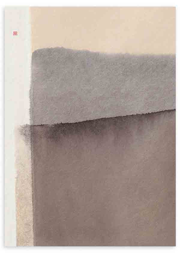 Tableau minimaliste avec blocs horizontaux dans des tons beige et marron, au style épuré et décoratif pour intérieur. Disponible sur kudeko.com