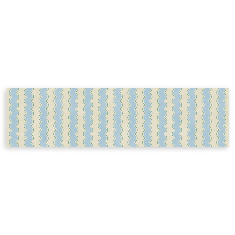 Horizontales Wandbild minimalistisch mit wellenförmigem Muster. Verfügbar auf kudeko.com.
