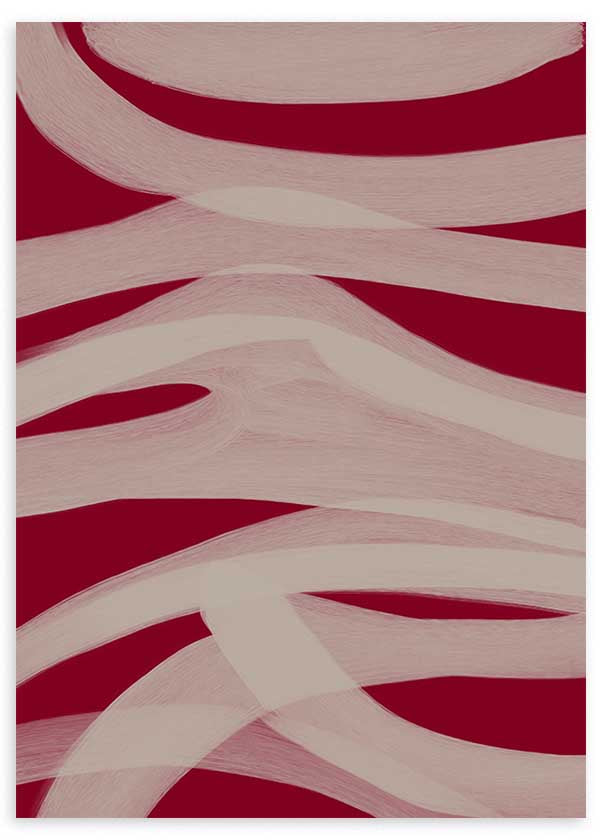 Cuadro abstracto con formas fluidas en tonos terracota y beige, kudeko.com
