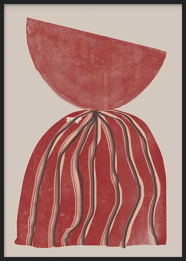 Cuadro abstracto geométrico en tonos terracota, beige y marrón, kudeko.com
