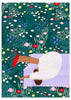 Cuadro ilustrado colorido con mujer descansando en banco lila rodeada de flores silvestres multicolor, obra de Bea Muller, kudeko.com

