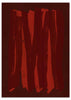 Cuadro abstracto burdeos y rojo con franjas verticales irregulares, kudeko.com
