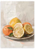 Tableau carré coloré avec des oranges et citrons disponible sur kudeko.com