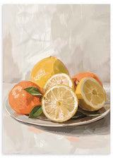 Tableau carré coloré avec des oranges et citrons disponible sur kudeko.com