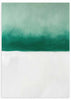 Cuadro abstracto minimalista en verde esmeralda y blanco, kudeko.com
